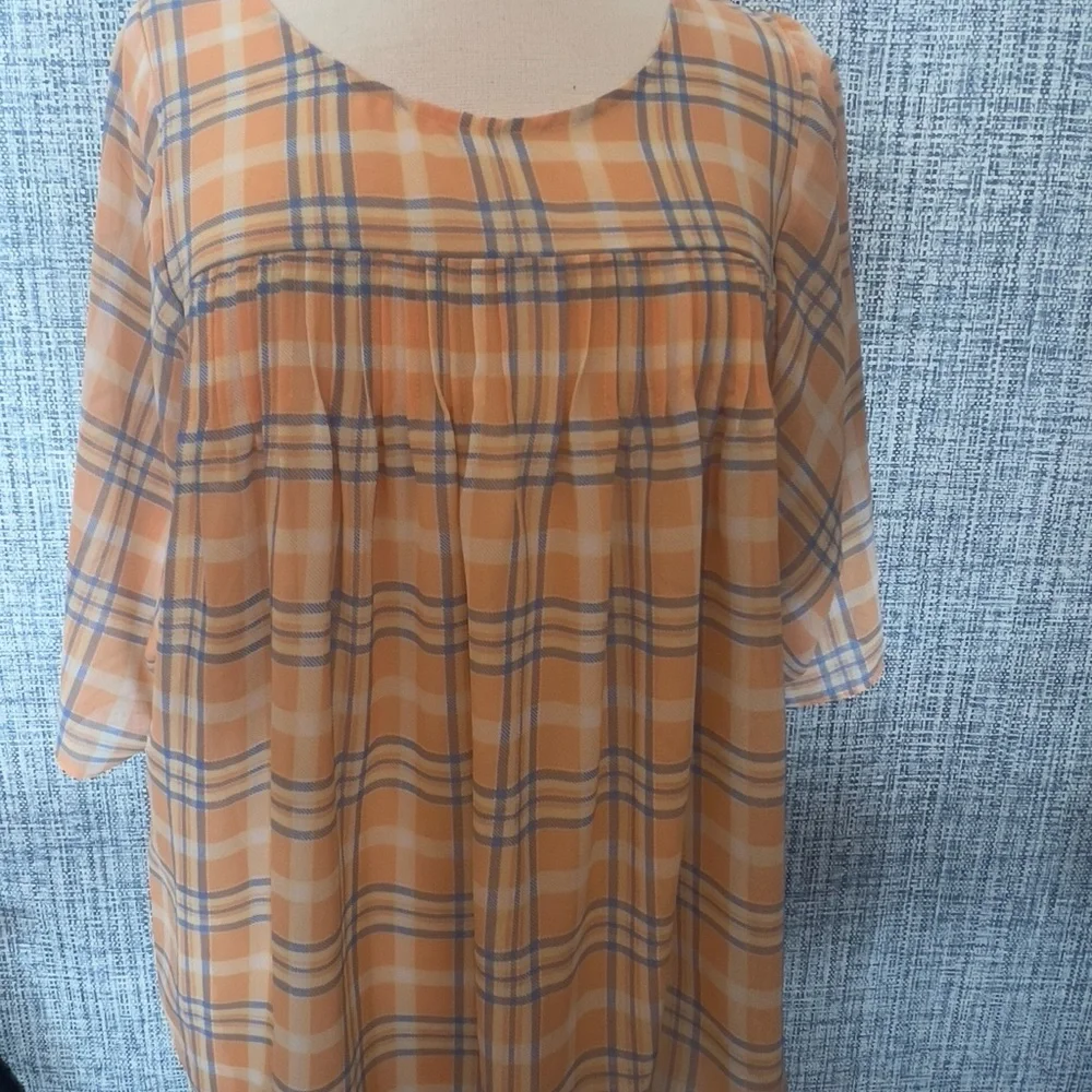 Plaid Sheer Blouse Michael Kors